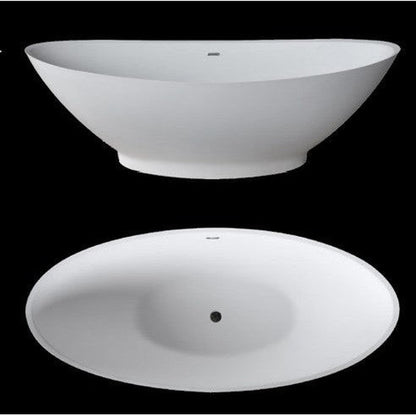 Atlantis Whirlpools Lucea 72" x 33" White Freestanding Stone Resin Soaker Bathtub