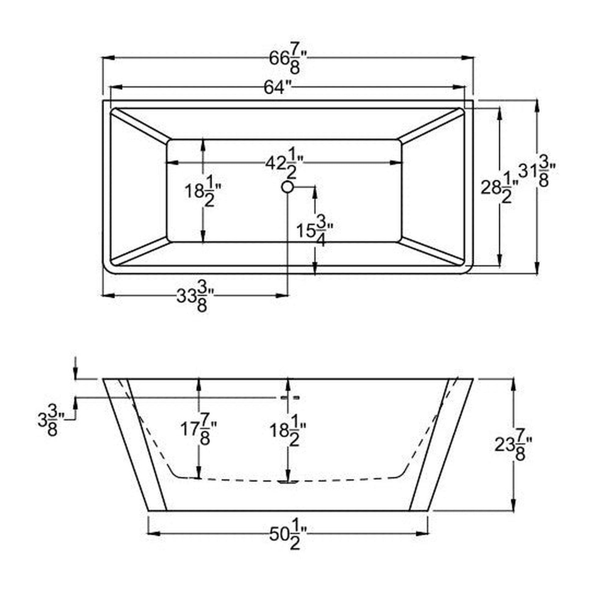 Atlantis Whirlpools Lyvia 67" x 31" White Freestanding Acrylic Soaker Bathtub