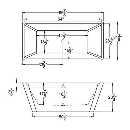 Atlantis Whirlpools Lyvia 67" x 31" White Freestanding Acrylic Soaker Bathtub