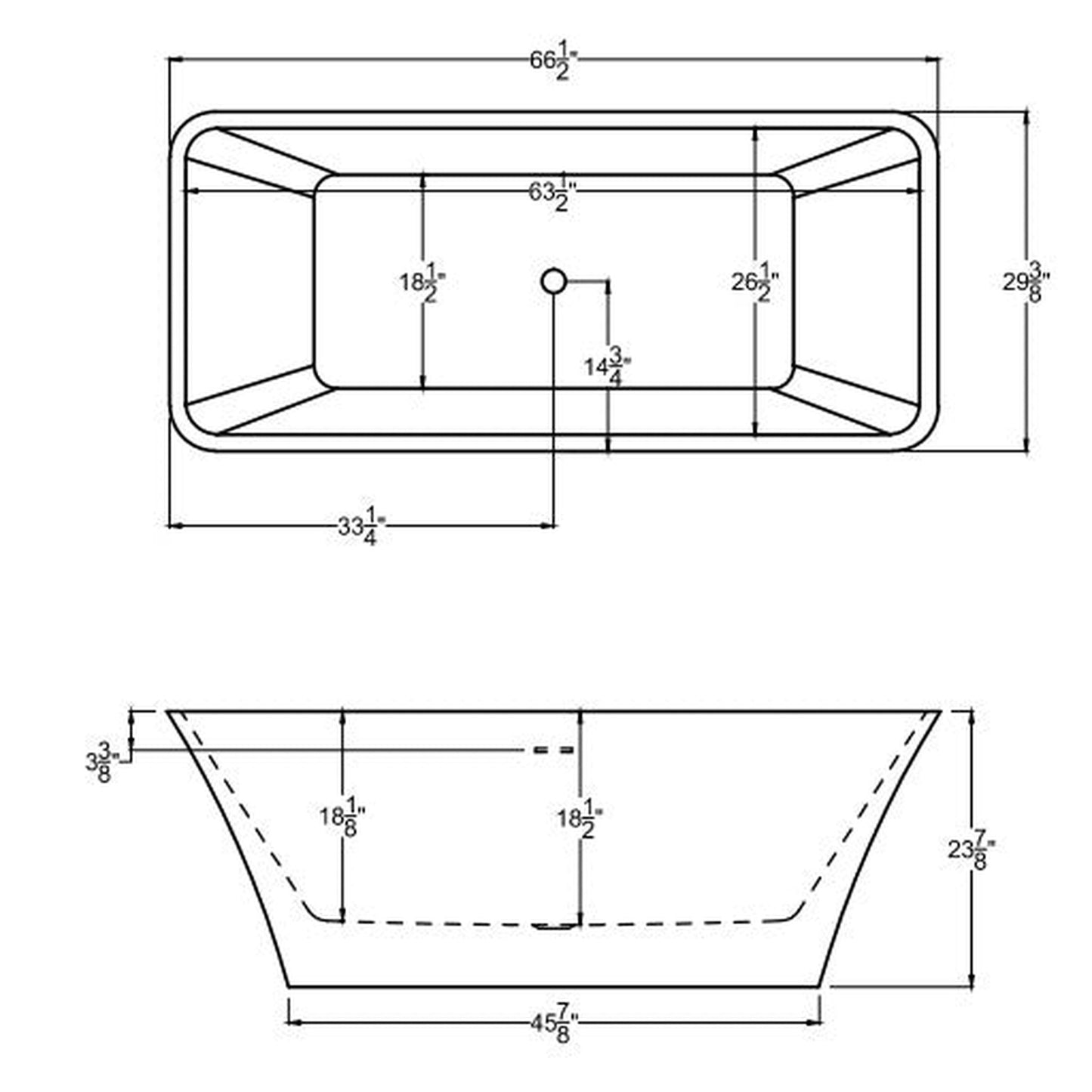 Atlantis Whirlpools Nariva 67" x 30" White Freestanding Acrylic Soaker Bathtub