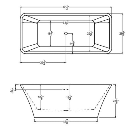 Atlantis Whirlpools Nariva 67" x 30" White Freestanding Acrylic Soaker Bathtub