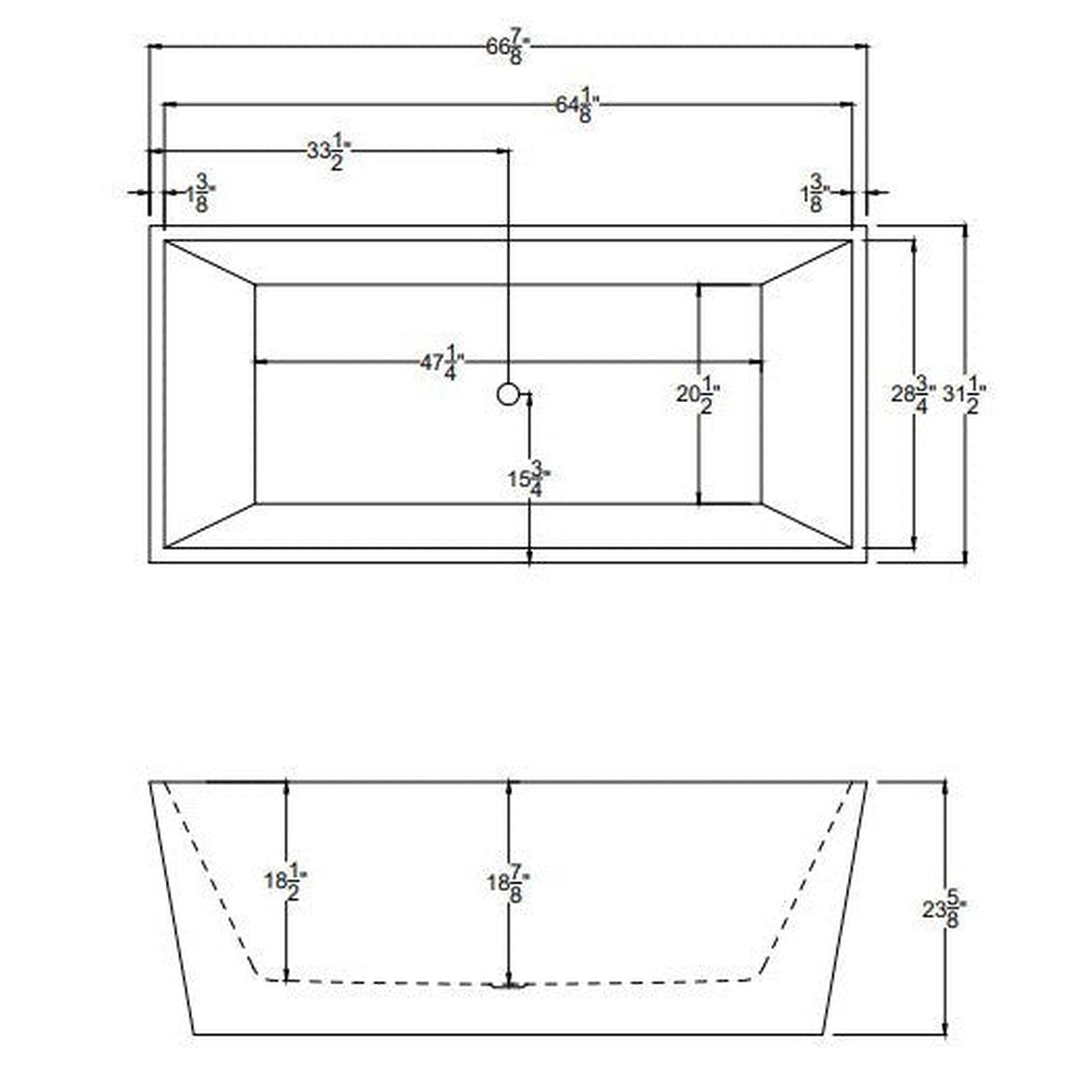 Atlantis Whirlpools Rigaud 67" x 31" White Freestanding Acrylic Soaker Bathtub