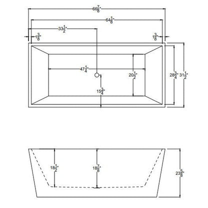 Atlantis Whirlpools Rigaud 67" x 31" White Freestanding Acrylic Soaker Bathtub