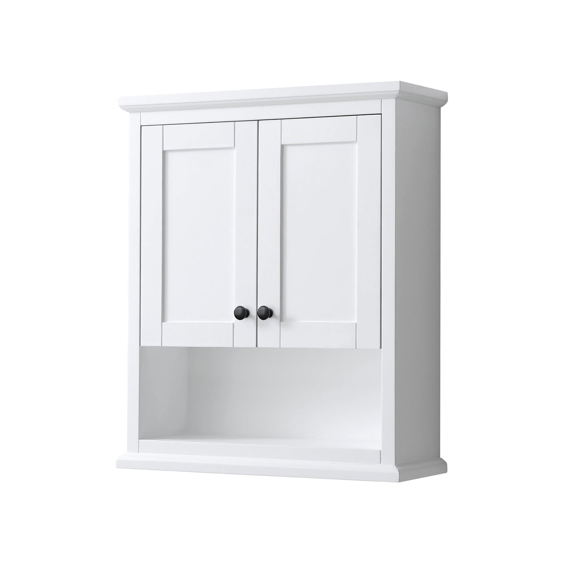 Avery 25" Over-the-Toilet Bathroom Wall-Mounted Storage Cabinet in White With Matte Black Trim