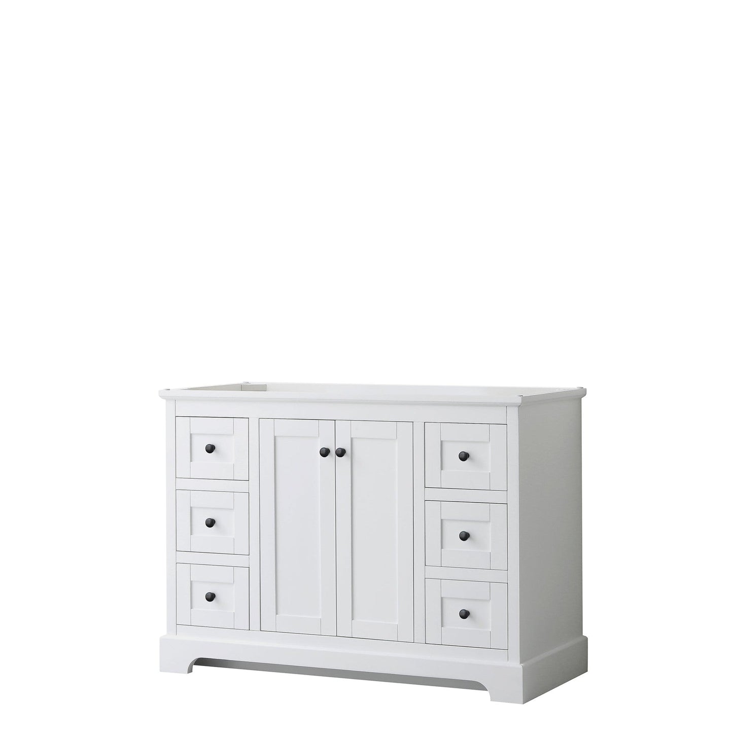 Avery 48" Single Bathroom Vanity in White, No Countertop, No Sink, Matte Black Trim