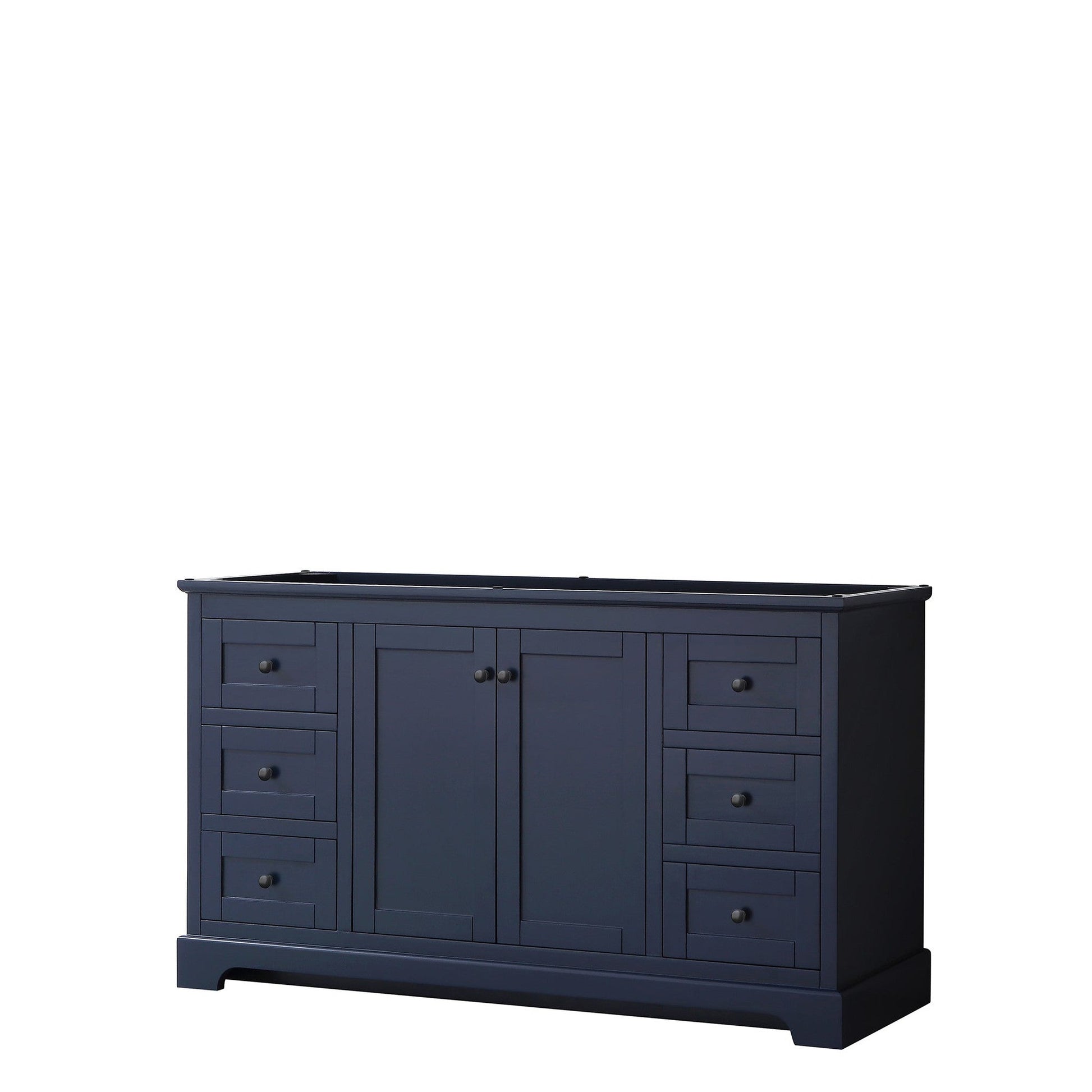 Avery 60" Single Bathroom Vanity in Dark Blue, No Countertop, No Sink, Matte Black Trim