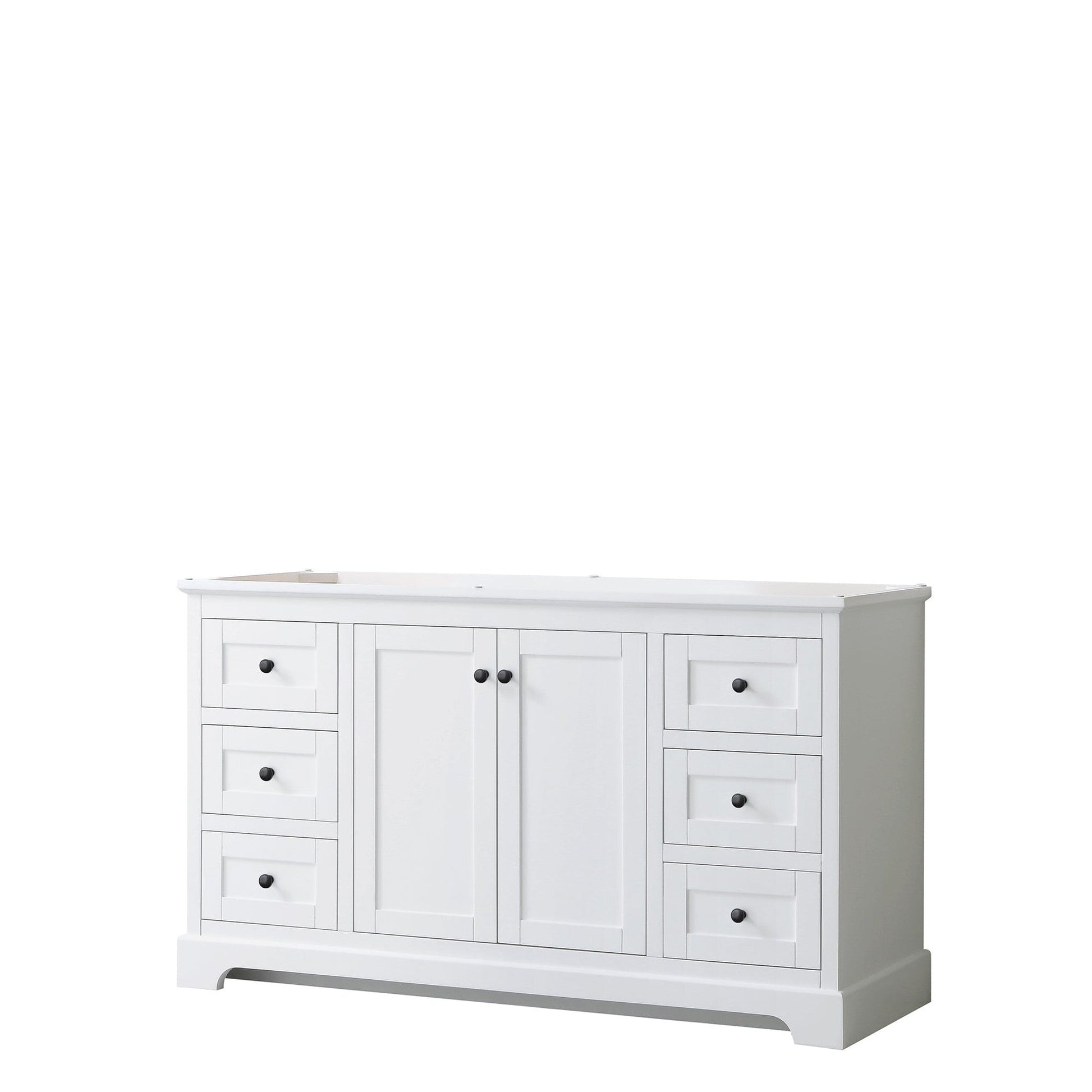 Avery 60" Single Bathroom Vanity in White, No Countertop, No Sink, Matte Black Trim