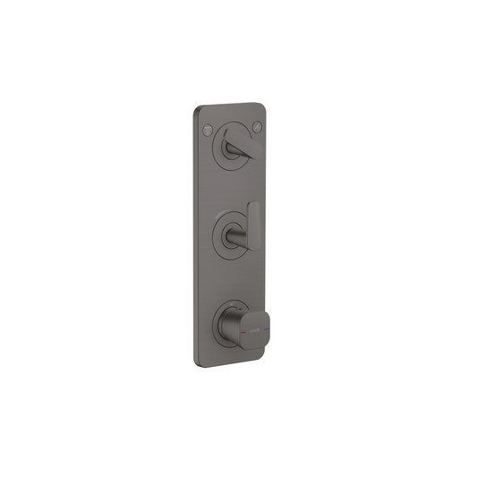 Axor Citterio C 15" x 5" 2-Function Cubic Cut Brushed Black Chrome Thermostatic Module Trim