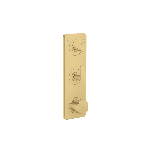 Axor Citterio C 15" x 5" 2-Function Cubic Cut Brushed Gold Optic Thermostatic Module Trim