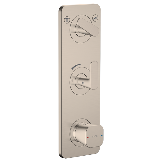 Axor Citterio C 15" x 5" 2-Function Cubic Cut Brushed Nickel Thermostatic Module Trim