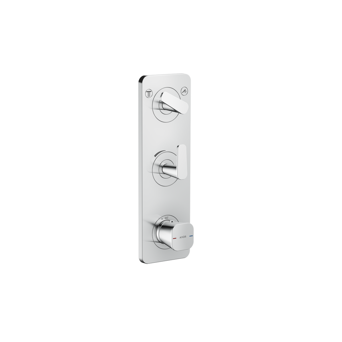 Axor Citterio C 15" x 5" 2-Function Cubic Cut Chrome Thermostatic Module Trim