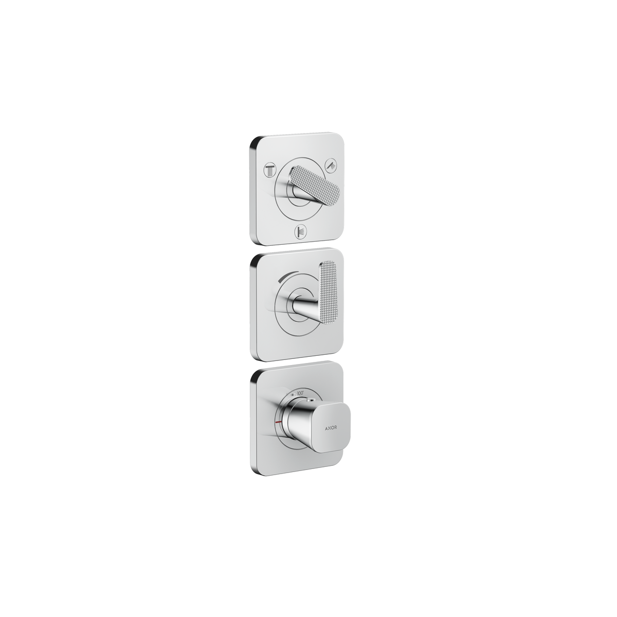 Axor Citterio C 15" x 5" 3-Function Cubic Cut Chrome Thermostatic Module Trim