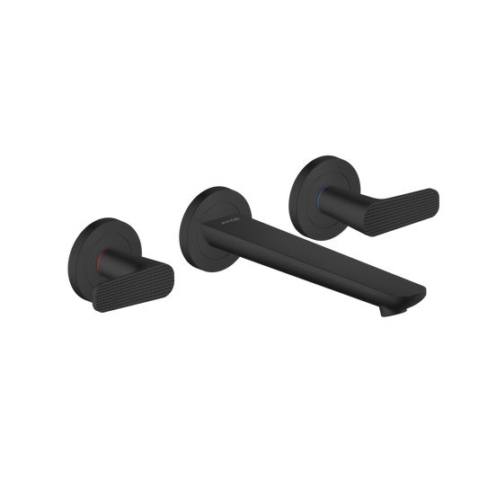 Axor Citterio C 1.2 GPM Lever Handle Matte Black Wall Mounted Widespread Cubic Cut Faucet