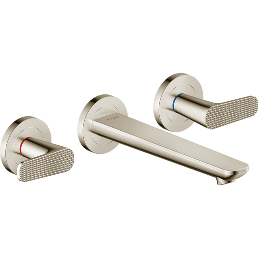 Axor Citterio C 1.2 GPM Lever Handle Polished Nickel Wall Mounted Widespread Cubic Cut Faucet