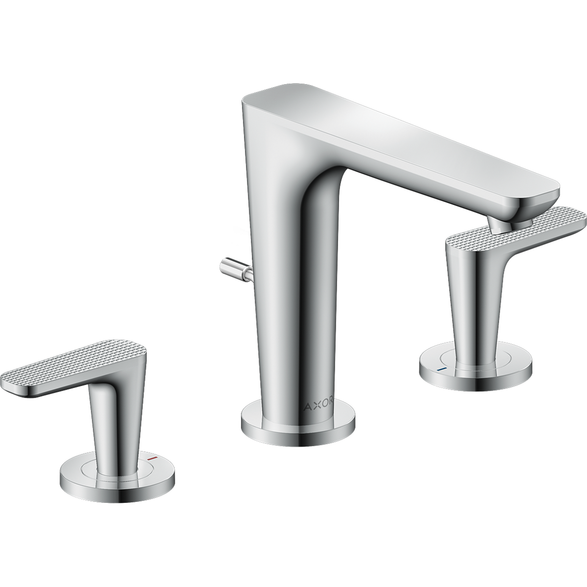 Axor Citterio C 1.2 GPM Two Lever Handle Chrome Widespread Faucet With Escutcheons and Pop-Up Drain