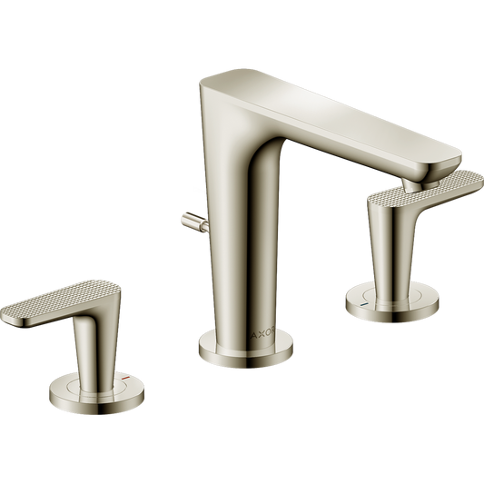 Axor Citterio C 1.2 GPM Two Lever Handle Polished Nickel Widespread Faucet With Escutcheons and Pop-Up Drain