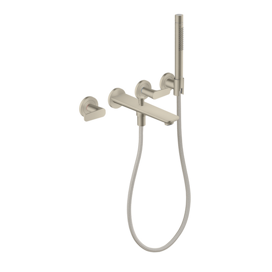 Axor Citterio C 1.75 GPM 3-Hole Brushed Nickel Wall Mounted Tub Filler With Handshower and Holder