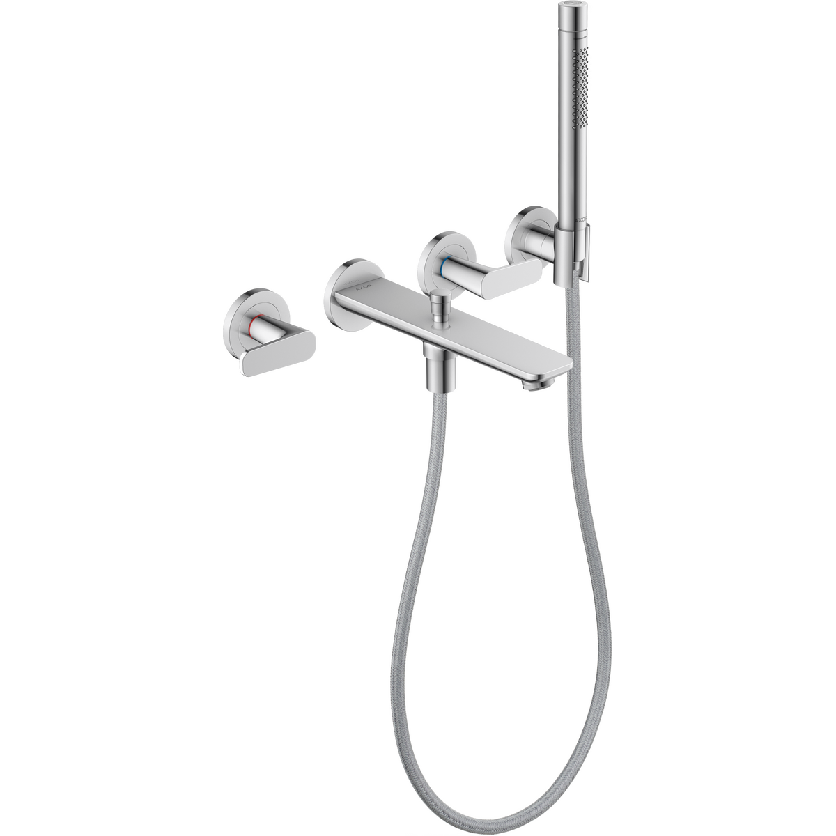 Axor Citterio C 1.75 GPM 3-Hole Chrome Wall Mounted Tub Filler With Handshower and Holder