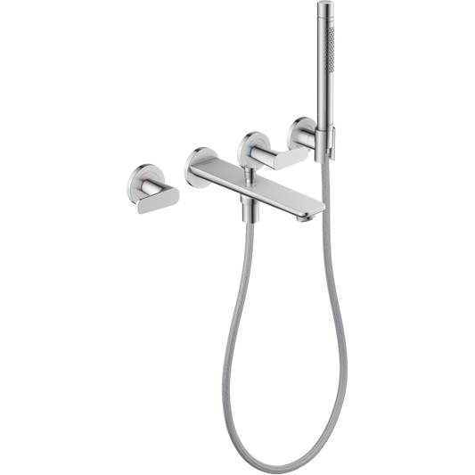 Axor Citterio C 1.75 GPM 3-Hole Chrome Wall Mounted Tub Filler With Handshower and Holder