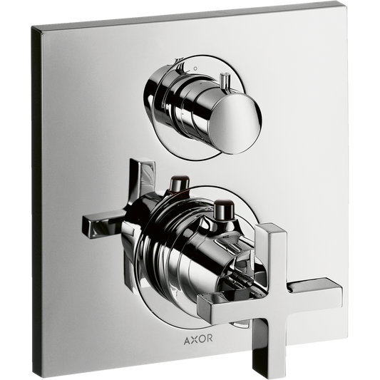 Axor Citterio Cross Handle Chome Thermostatic Trim With Volume Control and Diverter