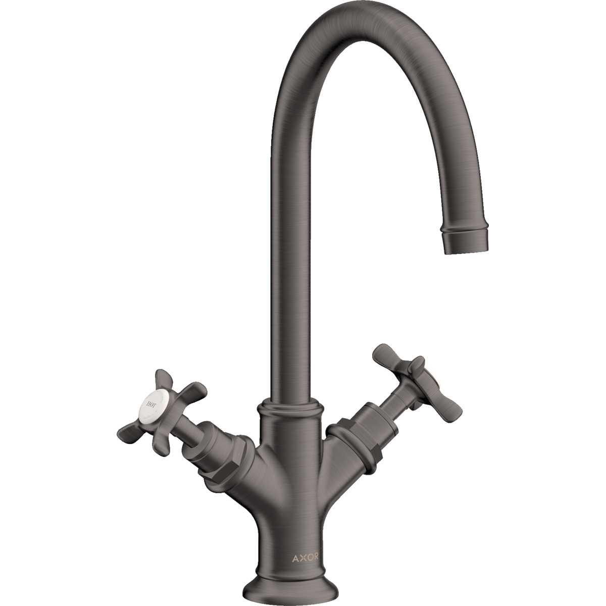 Axor Montreux 1.2 GPM 210 2 Cross Handles Brushed Black Chrome Faucet With Pop Up Drain