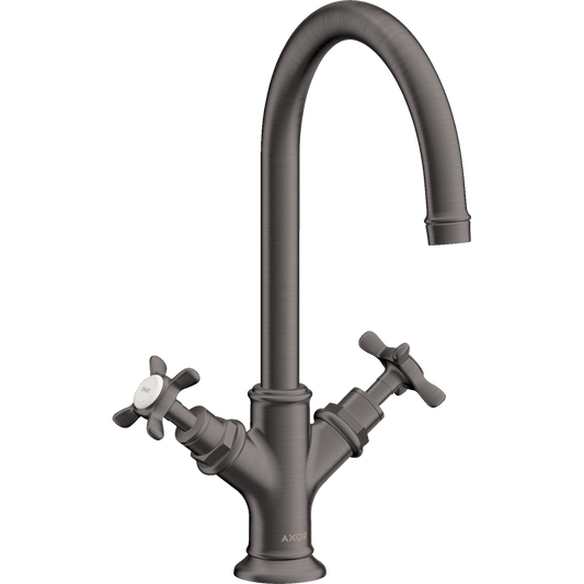 Axor Montreux 1.2 GPM 210 2 Cross Handles Brushed Black Chrome Faucet With Pop Up Drain