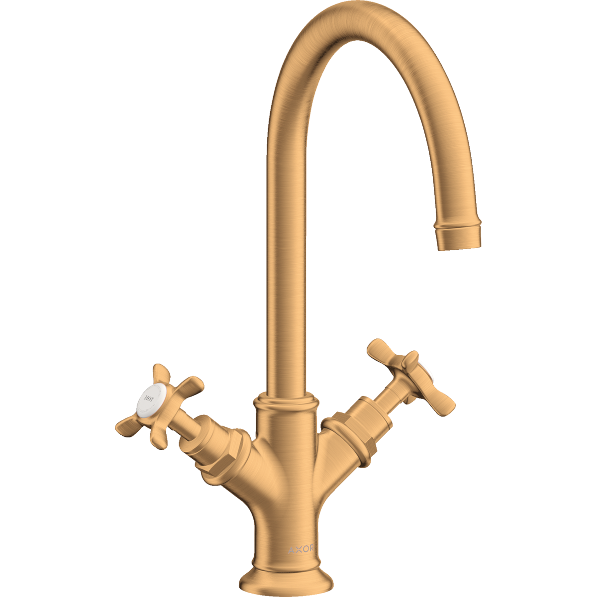 Axor Montreux 1.2 GPM 210 2 Cross Handles Brushed Gold Optic Faucet With Pop Up Drain
