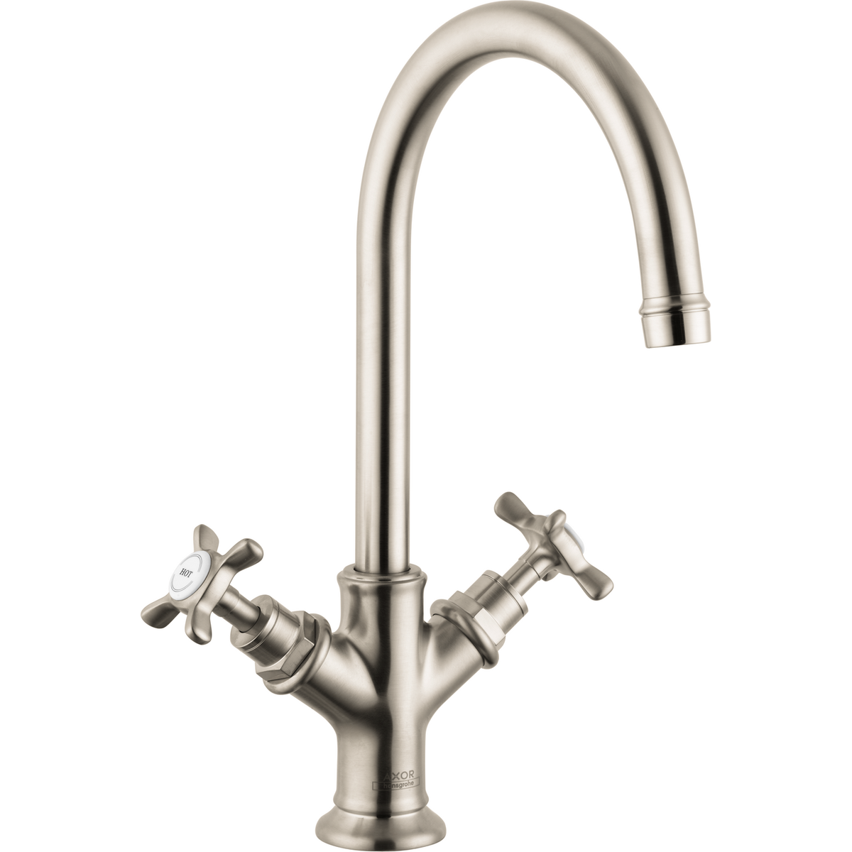 Axor Montreux 1.2 GPM 210 2 Cross Handles Brushed Nickel Faucet With Pop Up Drain