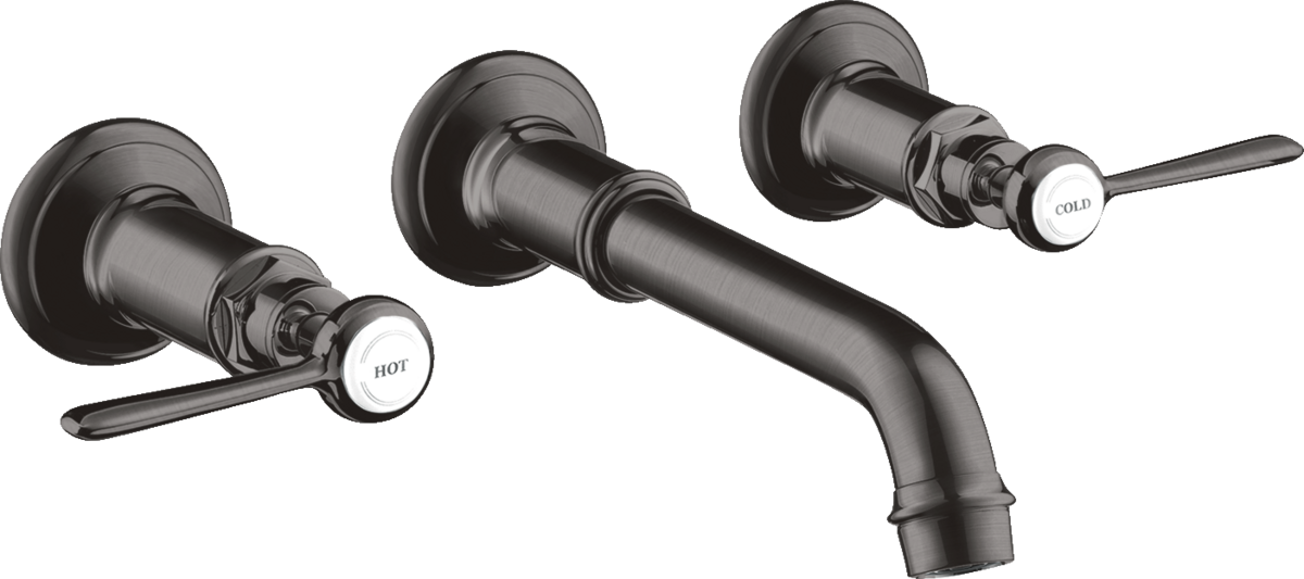 Axor Montreux 1.2 GPM Lever Handles Wall Mounted Brushed Black Chrome Widespread Faucet Trim