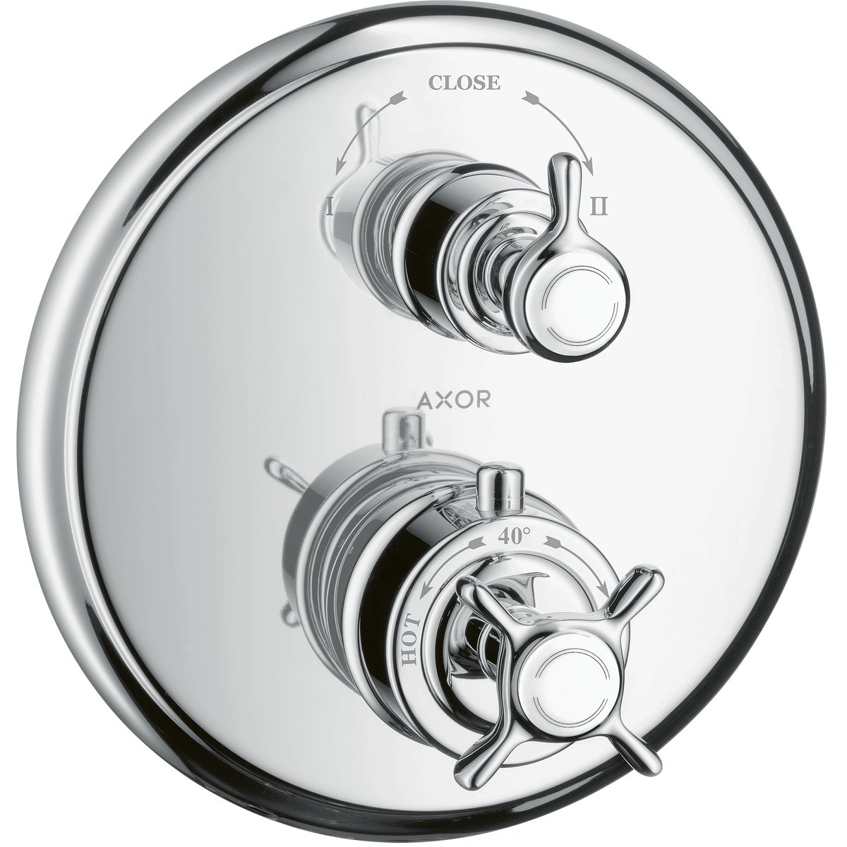 Axor Montreux Cross-Handle Volume Control and Diverter Chrome Thermostatic Trim