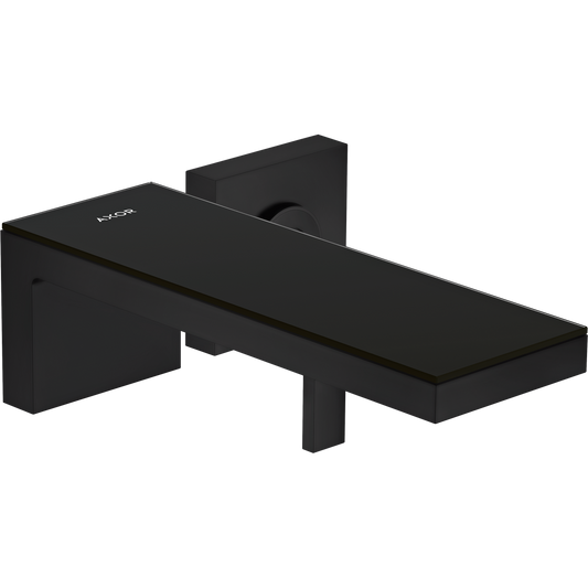 Axor MyEdition 1.2 GPM Single Handle Wall Mounted Matte Black/ Black Glass Faucet Trim Without Pop-Up Drain