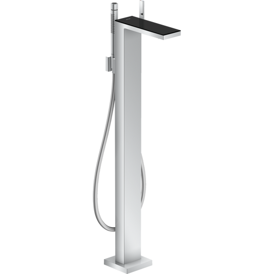 Axor MyEdition 5.3 GPM Freestanding Chrome/ Black Glass Tub Filler Trim With 1.75 GPM Handshower