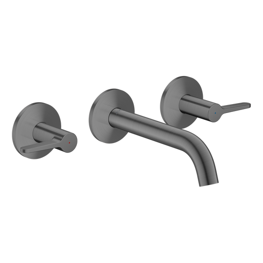 Axor One 1.2 GPM 160 Lever Handles Widespread Brushed Black Chrome Wall Mounted Faucet