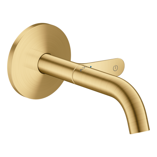 Axor One 1.2 GPM 160 Single-Handle Select Push-Button On/Off Control Brushed Gold Optic Wall Mounted Faucet