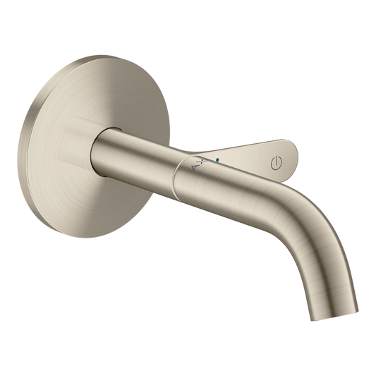 Axor One 1.2 GPM 160 Single-Handle Select Push-Button On/Off Control Brushed Nickel Wall Mounted Faucet