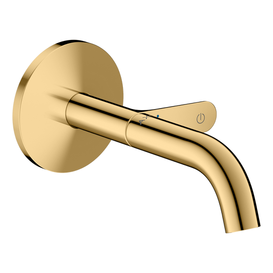 Axor One 1.2 GPM 160 Single-Handle Select Push-Button On/Off Control Polished Gold Optic Wall Mounted Faucet