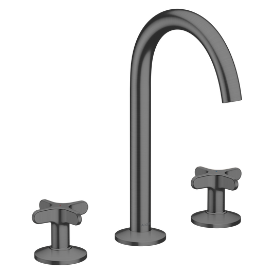 Axor One 1.2 GPM 170 Cross Handles 120-Degree Swivel Range Brushed Black Chrome Widespread Faucet