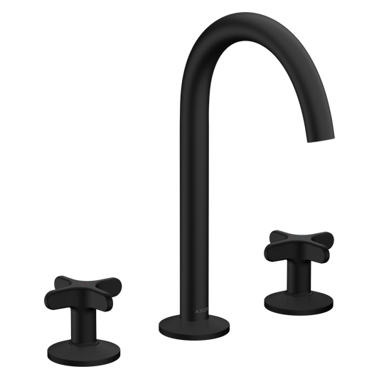 Axor One 1.2 GPM 170 Cross Handles 120-Degree Swivel Range Matte Black Widespread Faucet