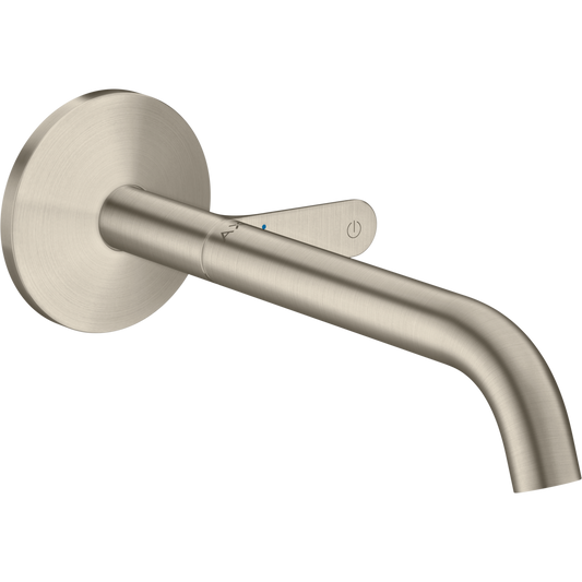 Axor One 1.2 GPM Single-Handle Select Push-Button On/Off Control Brushed Nickel Wall Mounted Faucet