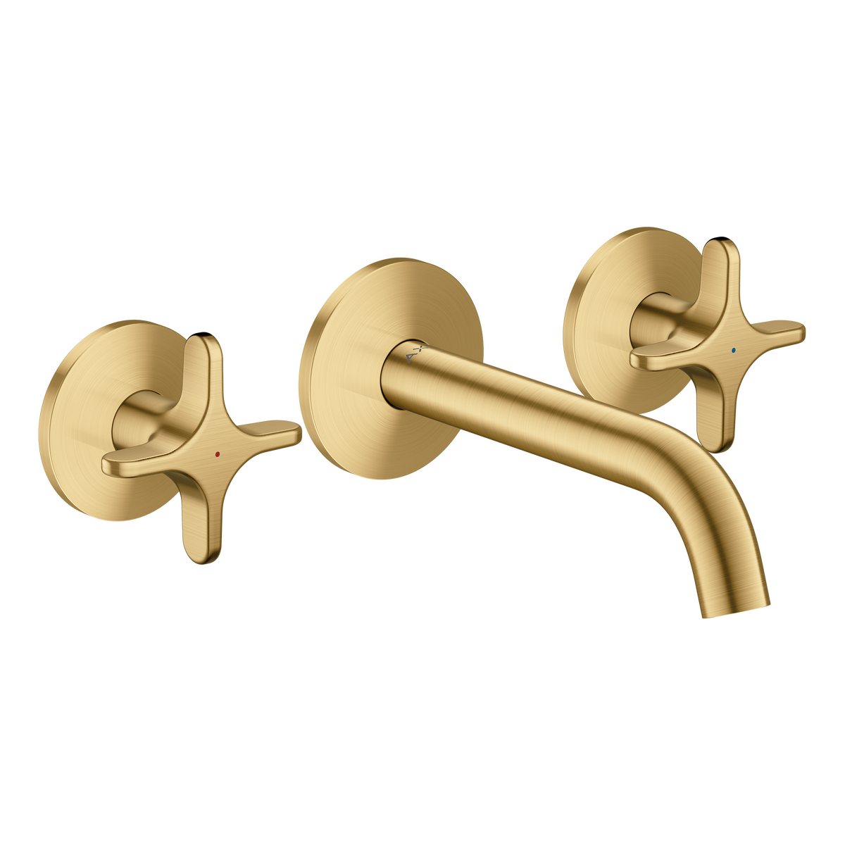 Axor One 1.2 GPM Widespread Cross Handles Brushed Gold Optic Wall-Mounted Faucet