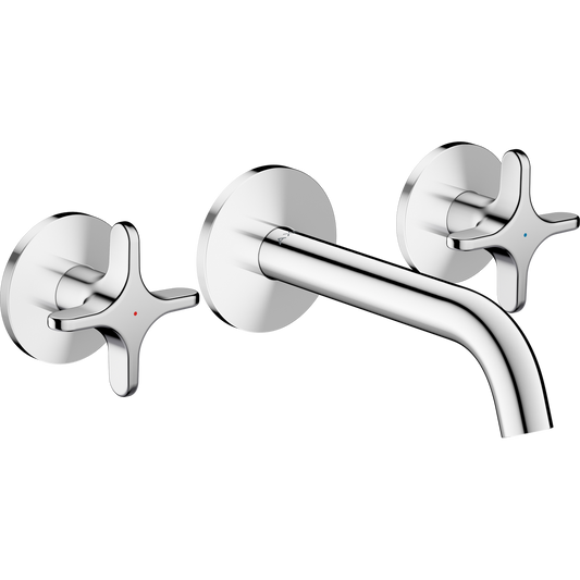 Axor One 1.2 GPM Widespread Cross Handles Chrome Wall-Mounted Faucet
