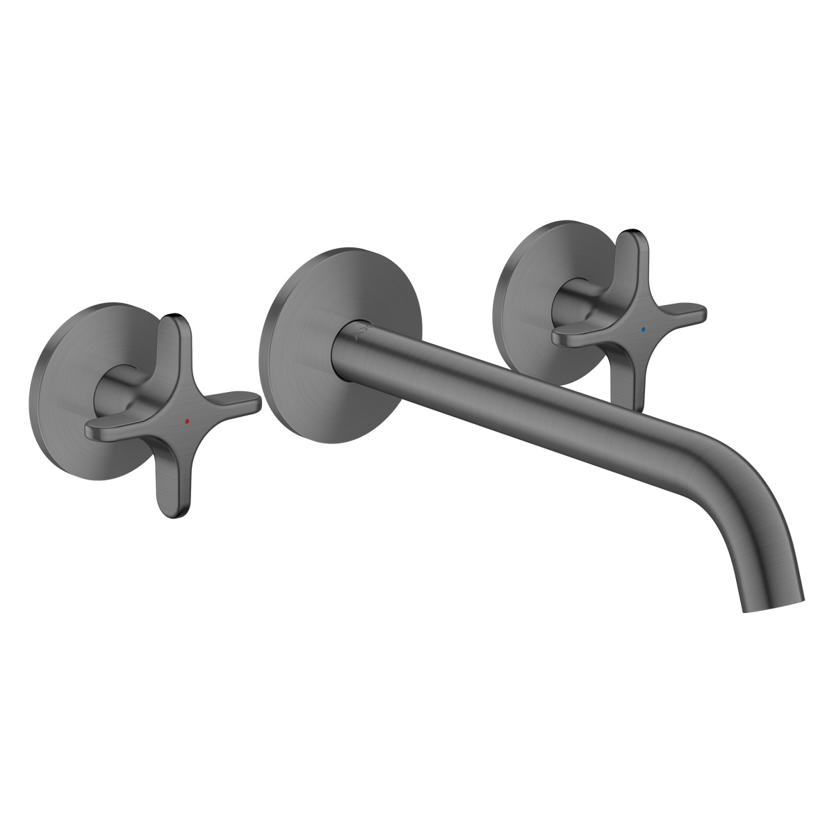 Axor One 5.3 GPM 3-Hole 220 Cross Handle Wall Mounted Brushed Black Chrome Tub Filler