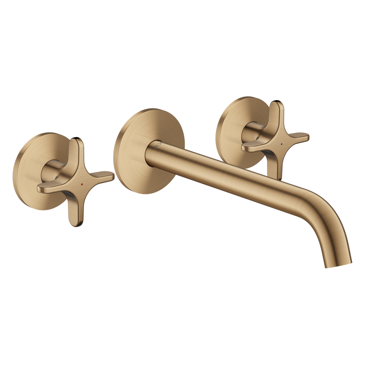 Axor One 5.3 GPM 3-Hole 220 Cross Handle Wall Mounted Brushed Bronze Tub Filler