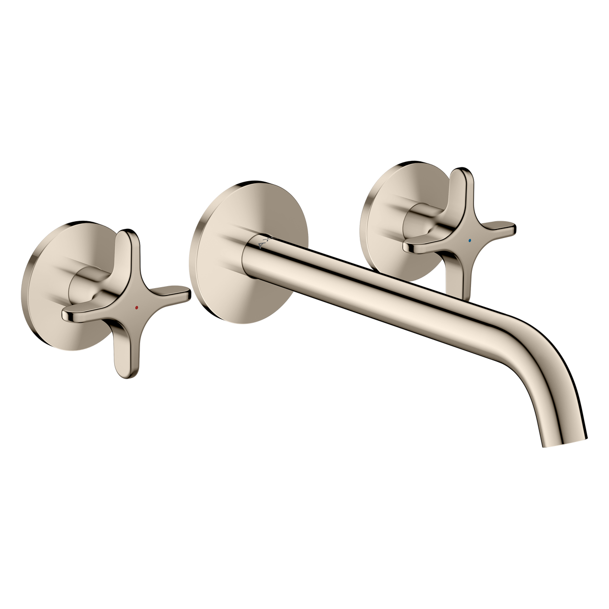 Axor One 5.3 GPM 3-Hole 220 Cross Handle Wall Mounted Polished Nickel Chrome Tub Filler