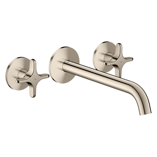 Axor One 5.3 GPM 3-Hole 220 Cross Handle Wall Mounted Polished Nickel Chrome Tub Filler