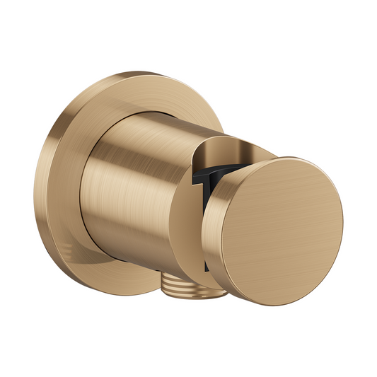 Axor One Round Metal Brushed Bronze Wall Outlet With Handshower Holder and Check Valves