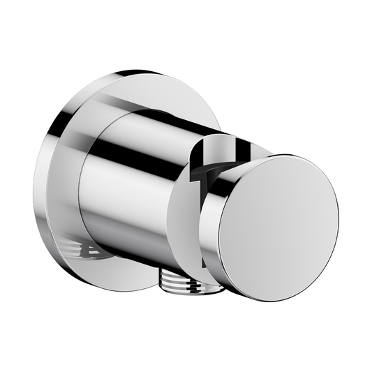Axor One Round Metal Chrome Wall Outlet With Handshower Holder and Check Valves