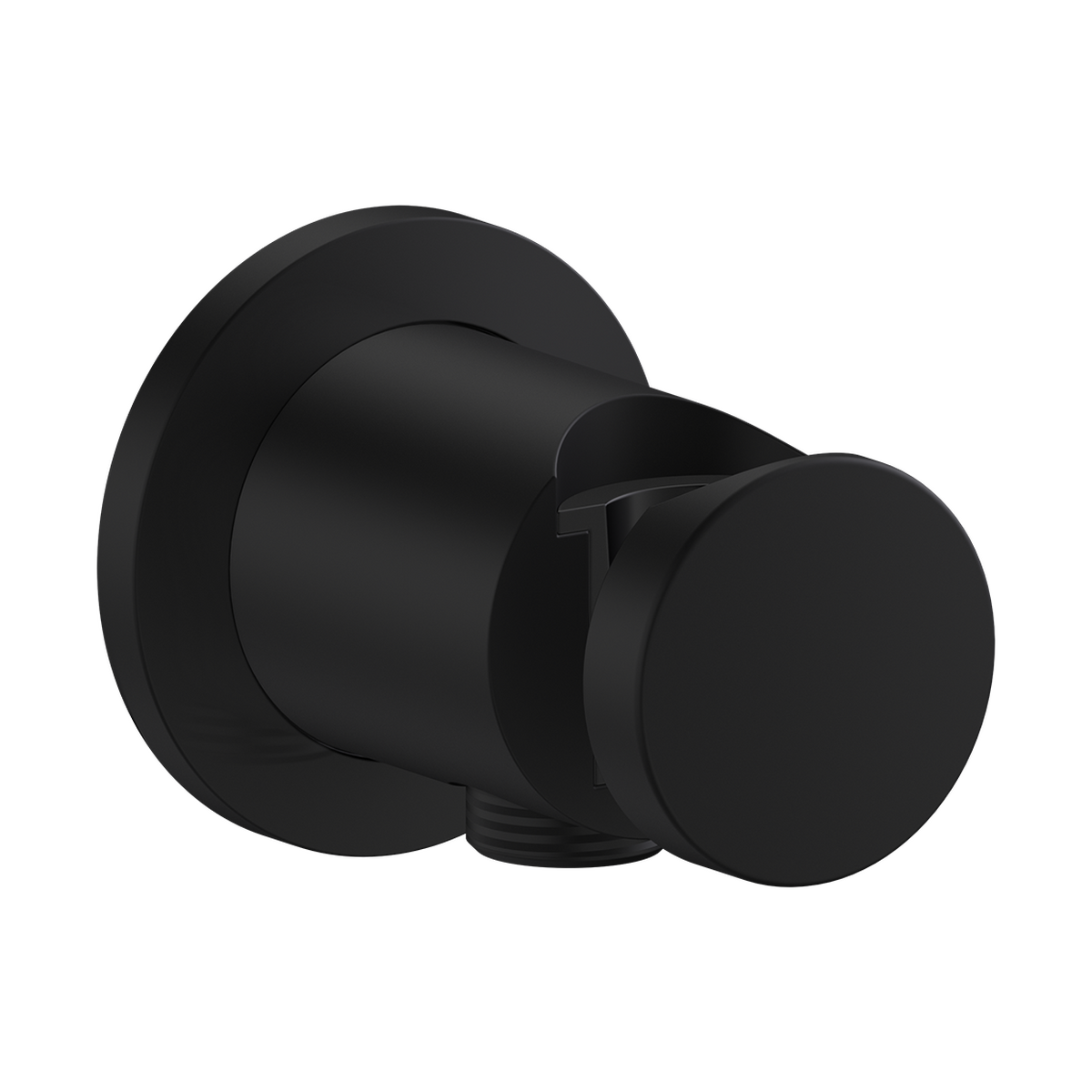 Axor One Round Metal Matte Black Wall Outlet With Handshower Holder and Check Valves