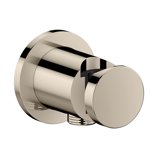 Axor One Round Metal Polished Nickel Wall Outlet With Handshower Holder and Check Valves