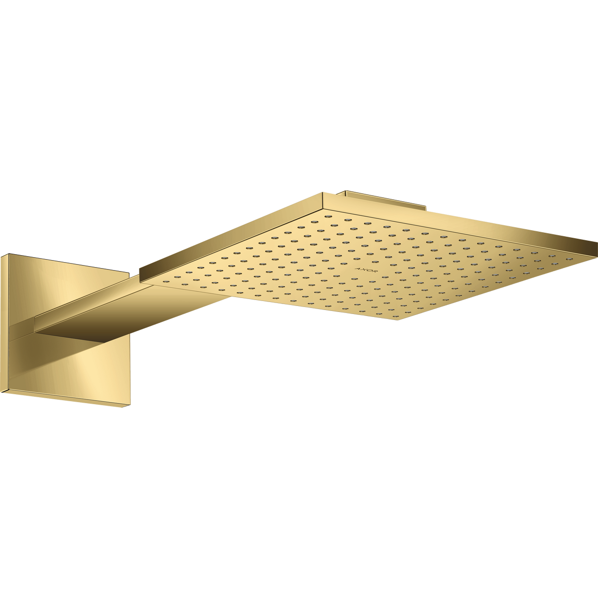 Axor ShowerSolutions 2.5 GPM 250 2-Jet Polished Gold Optic Square Showerhead With Showerarm Trim